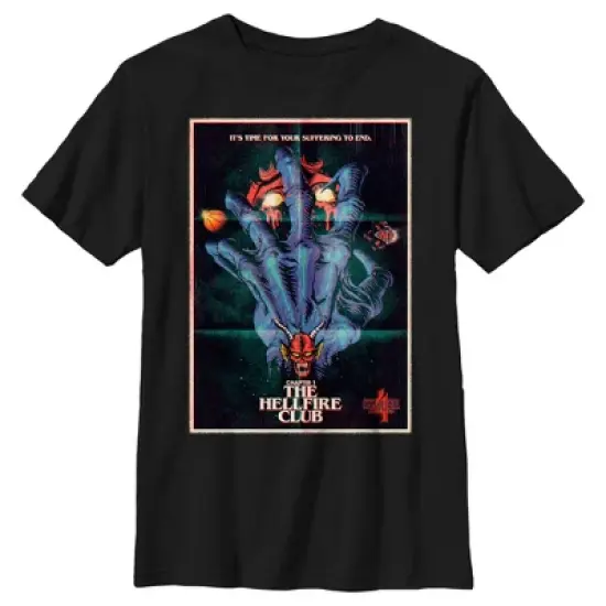Boy's Stranger Things Retro Hellfire Club Poster T-Shirt image {4}