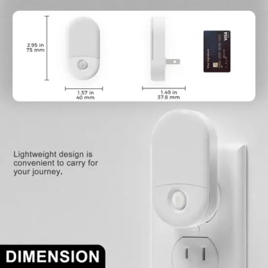 DORESshop 4-Pack 0.6W Plug-in Warm Night Light with Half-Diffuser, Horizontal Wall Lamp, Light Sensor & Two-Level Dimmer, US Dual Plug image {2}