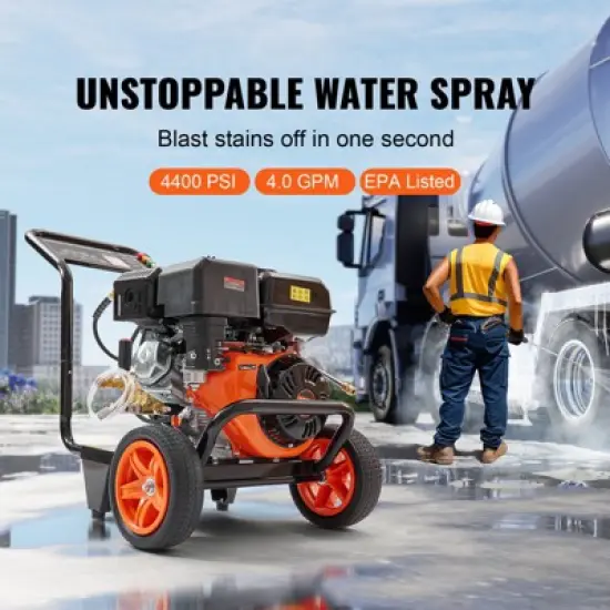 VEVOR Gas Pressure Washer, 4400 PSI 4.0 GPM, Gas Powered Pressure Washer with Copper Pump, Spray Gun and Extension Wand, Black image {2}