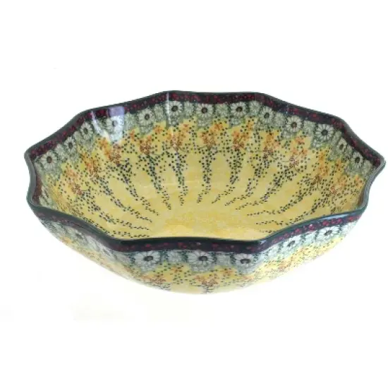 Blue Rose Polish Pottery M109 Manufaktura Large Decagonal Serving Bowl image {4}