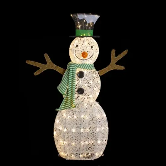 Northlight 43" LED Lighted Snowman with Top Hat and Green Scarf Outdoor Christmas Decoration image {2}