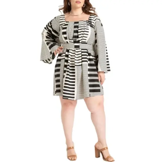 ELOQUII Women&rsquo;s Plus Size Flare Sleeve Mini Dress image {1}