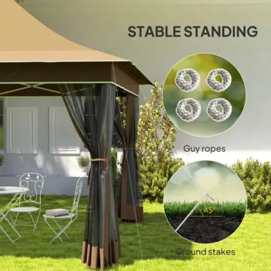 Outsunny 12 x 12 ft. Pop Up Canopy Tent with Mesh Netting, Height Adjustable, UPF50+ Instant Sun Shelter image {4}