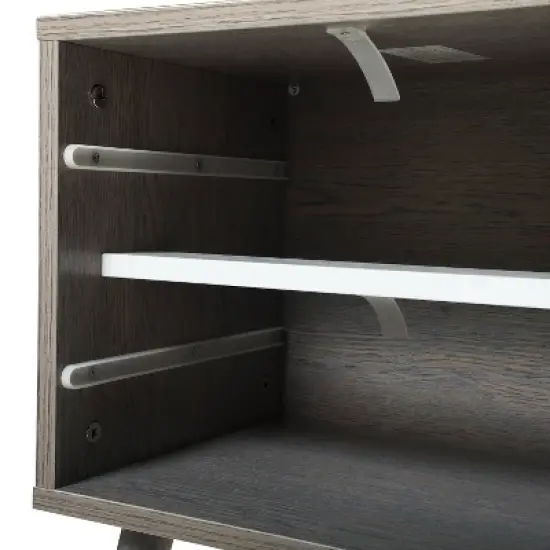 Resenkos Set of 2 Bedside Table with Two Drawer Storage Design for Living Room Sofa - Gray, Night Stand image {7}