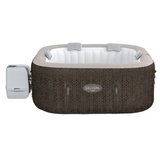 Bestway SaluSpa AirJet 4 to 6 Person Inflatable Hot Tub Square Portable Outdoor Spa with 140 Soothing AirJets and Cover, Brown image {2}