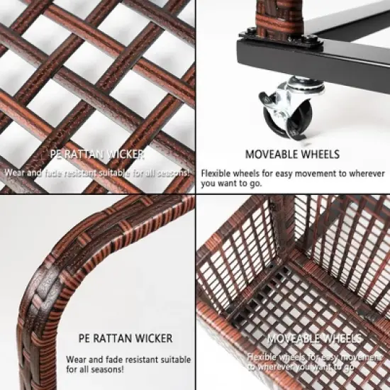 Whizmax Poolside Float Storage, Patio Poolside Float Storage Basket, PE Rattan Outdoor Pool Caddy with Rolling Wheels for Floaties, Patio, Pool image {5}