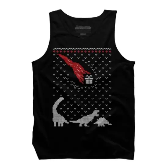 Men's Design By Humans Dinosaur Comet Christmas Sweater By shirtpublic Tank Top image {4}