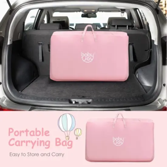 Infans Portable Baby Bedside Bassinet Infant Travel Bassinet Crib W/Carrying Bag Pink image {5}