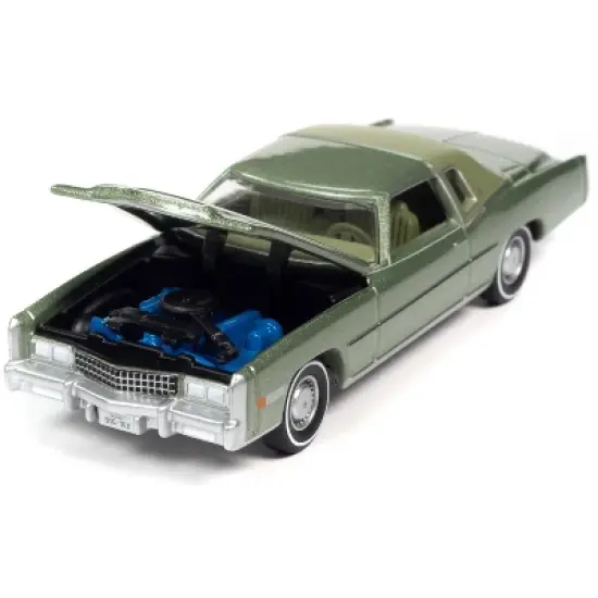 1975 Cadillac Eldorado Lido Green Met. w/Green Partial Vinyl Top Ltd Ed 11800 pcs 1/64 Diecast Model Car by Auto World image {1}