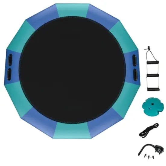 Infans 15FT Inflatable Water Bouncer Splash Padded Water Trampoline Blue & Green image {7}