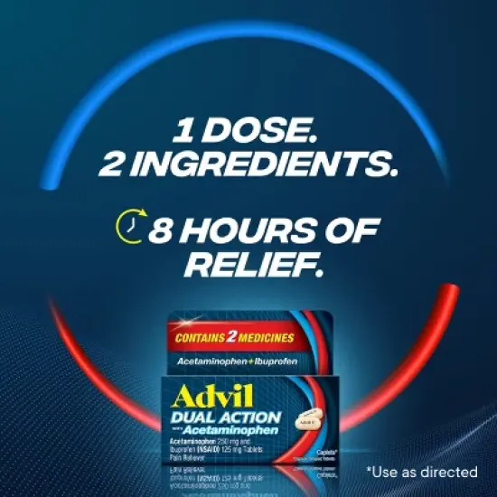 Advil Dual Action 50x2 Caplets Dispenser - Acetaminophen (NSAID) - 50ct image {8}
