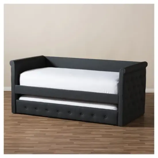 Twin Alena Modern And Contemporary Fabric Daybed with Trundle - Baxton Studio image {3}