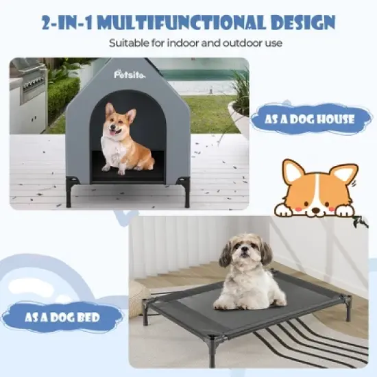 Tangkula 36" Elevated Dog House for Small Breeds Large Pet House w/ Ventilated Windows image {5}