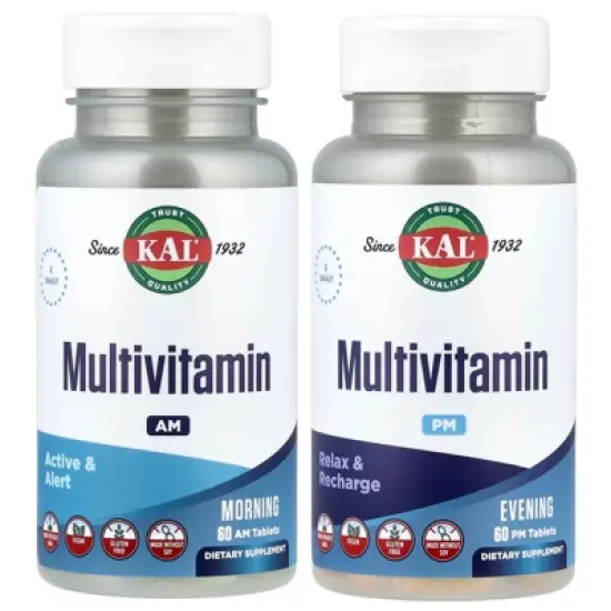KAL Multivitamin, Morning & Evening, 2 Pack, 60 Tablets Each image {2}
