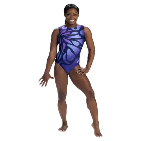 GK Elite Girls' Simone Biles Flower Leotard - Purple image {2}