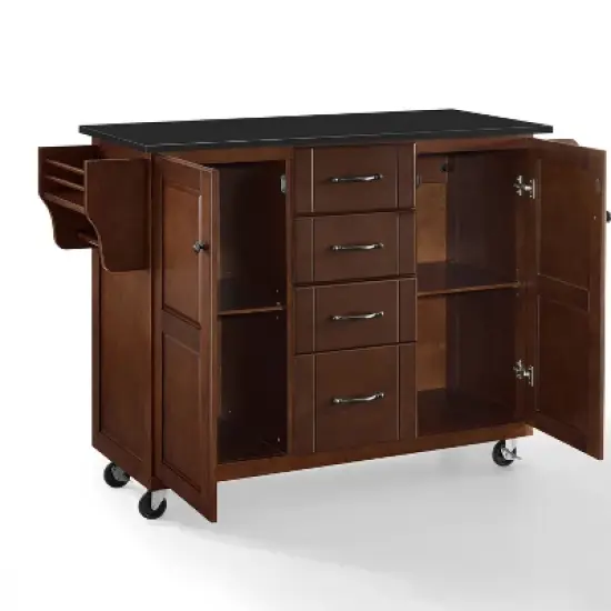 Eleanor Granite Top Kitchen Cart Mahogany/Black - Crosley image {11}