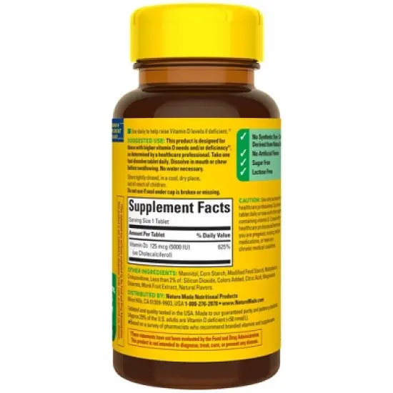 Nature Made D3 Fast Dissolve Vitamin D Tablets - 70ct image {1}