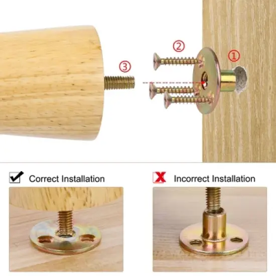 Unique Bargains Round Solid Wood Sofa Armchair Recliner Coffee Table Modern Replacement Furniture Legs Set of 8 image {3}