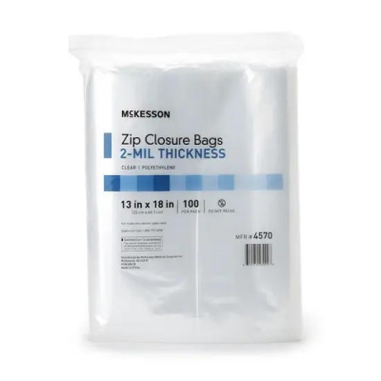 McKesson Zipper Closure Reclosable Bag 13 x 18" 2 mil Polyethylene , 4570, 100 Ct image {3}