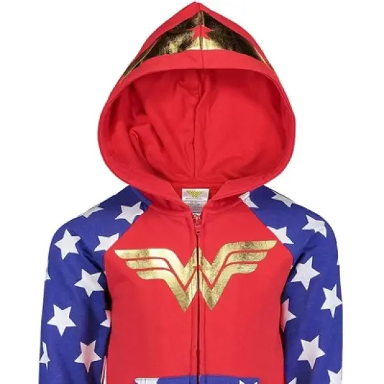 DC Comics Justice League Wonder Woman Girls French Terry Zip Up Costume Hoodie Toddler  image {6}