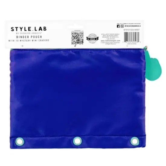 Style Lab Colorblocked Nylon and Mesh Binder Pouch with 10 Mini Erasers image {1}