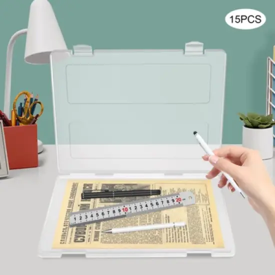 YIYIBYUS 15Pcs File Storage Box, Portable Plastic Document Organizer Box for Office School Supplies image {1}