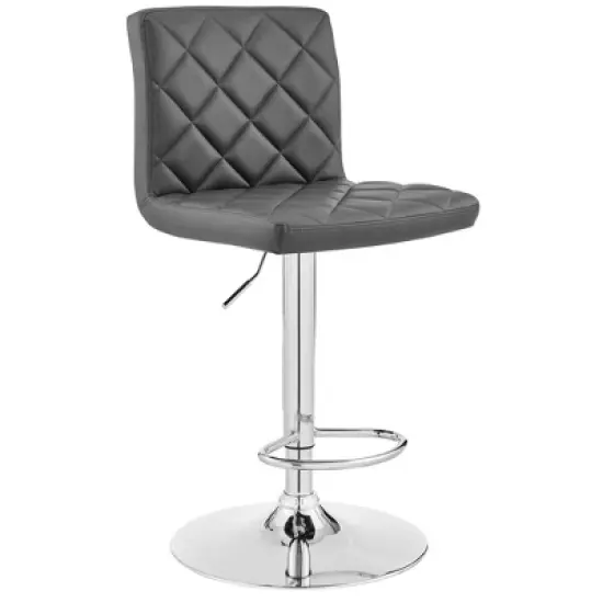 Duval Adjustable Barstool with Faux Leather and Metal Finish - Armen Living image {10}