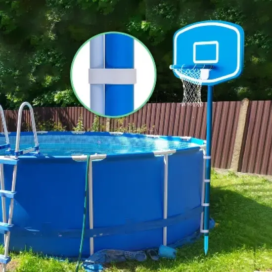 GoSports Splash Hoop UP Above Ground Pool Hoop Basketball Game with 2 Pool Basketballs and Pump - Blue image {4}