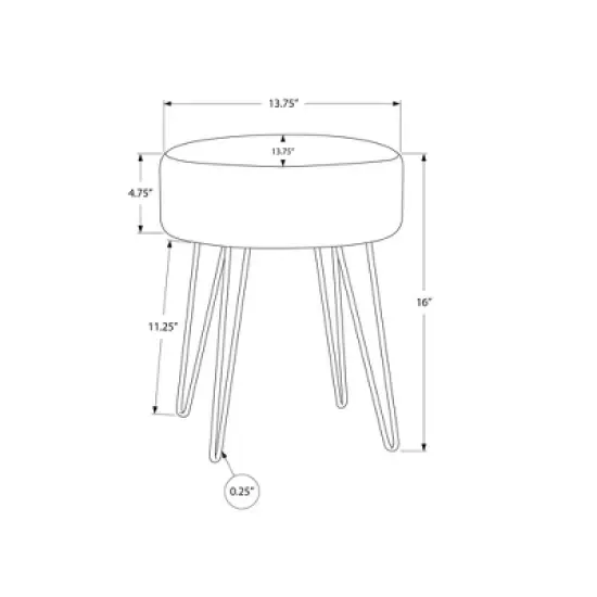 16" Round Upholstered Ottoman with Hairpin Metal Legs - EveryRoom image {4}