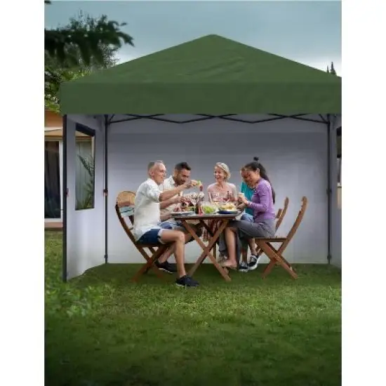 10x10 Pop Up Canopy with Removable 4 Sidewalls - Easy Up Camping Tent with One Button Push Setup for Deck, Garden, Sports, Beach, Party image {11}