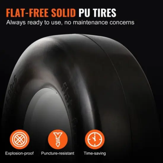 VEVOR Lawn Mower Tires with Rim, 13x5-6" Tubeless Tractor Tires, 2-Pack Tire and Wheel Assembly, Flat-free PU Tires, 3.25"-5.9" Centered Hub, Black image {5}