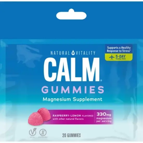 Natural Vitality Calm Magnesium Supplement Gummies, Raspberry Lemon, 330 mg, 20 Count image {4}