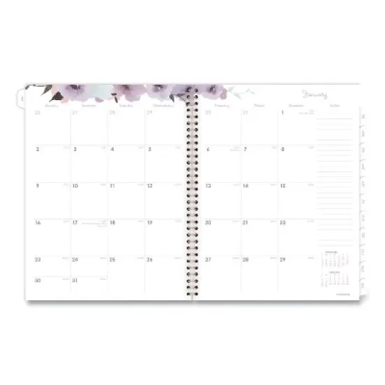 Mina Weekly/Monthly Planner, Floral Artwork, 11 x 8.5, White/Violet/Peach Cover, 12-Month (Jan to Dec): 2026 image {3}