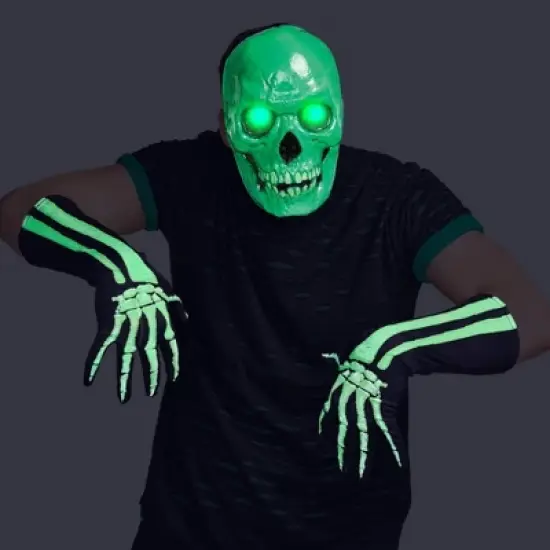 2pc Adult Light Up and Glows under Blacklight Haunted Skeleton Costume Accessory Kit - Hyde and EEK! Boutique&trade; image {1}