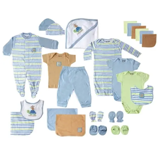 Luvable Friends Baby Boy Layette Gift Cube, Blue Turtle, 0-6 Months image {1}