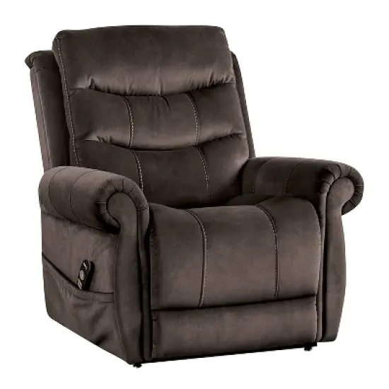 HOMES: Inside + Out Sunbeam Flannelette Powered Recliner Lift Chair with Heating and Massage Dark Gray image {1}
