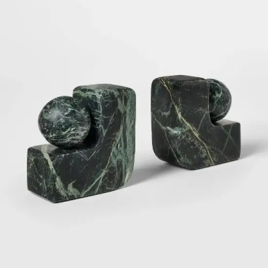 Set of 2 Marble Bookends Green - Threshold&trade; designed with Studio McGee image {3}