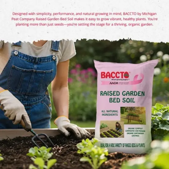 Michigan Peat Company BACCTO Raised Bed Soil with Organic Compost, Manure, & Earthworm Castings for All Plant Types, 1.5 Cubic Feet image {3}