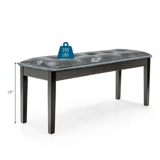 Costway Upholstered Dining Bench w/Padded Seat for Kitchen Bedroom Entryway Grey image {1}