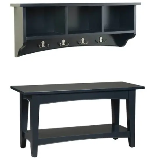 Shaker Cottage Storage Coat Hook with Bench Set - Alaterre Furniture image {3}