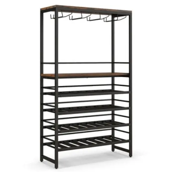 MOEPISY Freestanding Wine Rack with 4 Tier Wine Storage image {9}