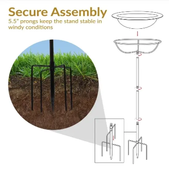 Sunnydaze Outdoor Staked Bird Bath or Bird Feeder with Copper Finish and Step-In Stake - 38" image {7}
