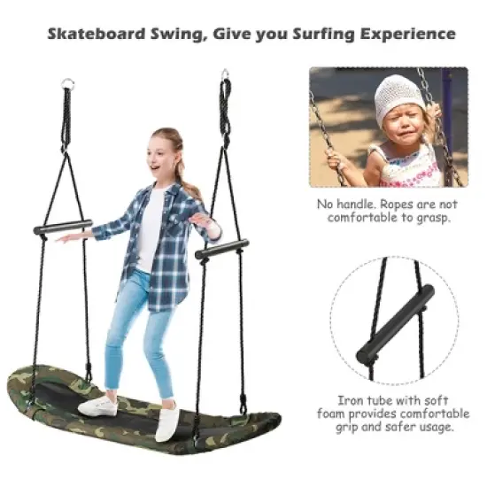 Costway Saucer Tree Swing Surf Kids Outdoor Adjustable Swing Set w/ Handle image {5}
