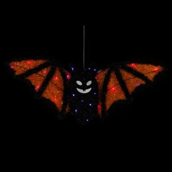 Northlight LED Lighted Bat Halloween Decoration - 25" - Black and Orange - Purple Lights image {2}