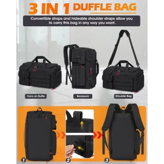 Gym Bag for Men, 45L Sports Travel Duffel Bag with Shoe & Laptop Compartment, Gym Workout Backpack image {6}