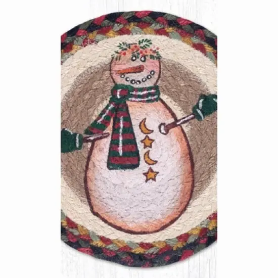 Earth Rugs Moon & Star Snowman Round Trivet &ndash; Rustic Holiday Hot Pad 10"x10" image {2}