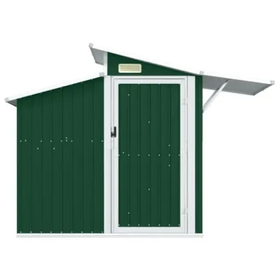 vidaXL Storage Shed Outdoor Garden Shed for Furniture Storage Galvanized Steel - Green image {2}