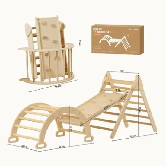 Tiny Land&reg; Pikler Triangle 7-in-1 Montessori Climbing Set image {9}