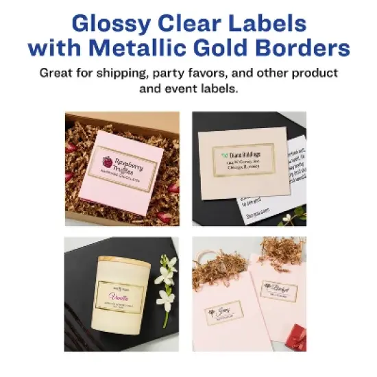 Avery Clear Labels with Gold Border, 2" x 4", 60 Labels (6552) image {3}