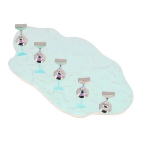 Unique Bargains Polygonal Nail Display Stand Colorful Silver Tone 1 Set image {5}